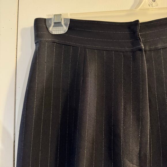 Max Mara Made in Italy Pinstriped Blazer and Pant Suit Set Navy Blue - Picture 8 of 10